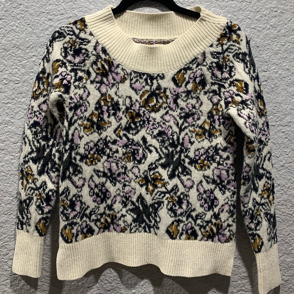 Loft flower print pullover sweater XS